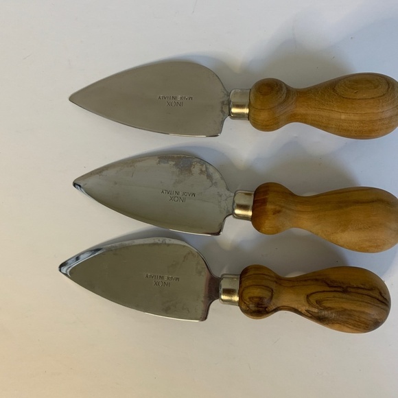 nox Italy Cheese Knife Spreader 3 Piece Set Stainless Steel Wooden Handle - Picture 3 of 12